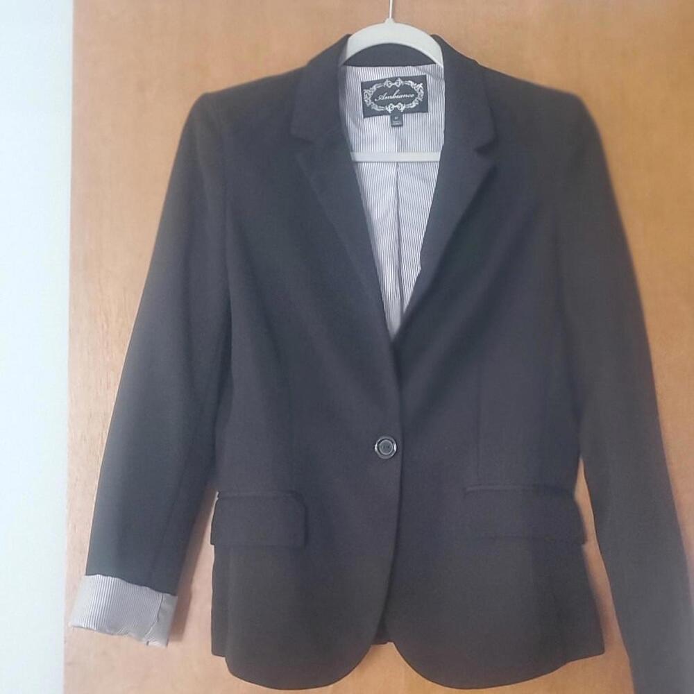Ambience Brand Black Blazer Jacket One Button Stretch Size Medium
